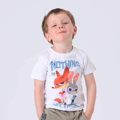 Polera Manga Corta Niño Blanco Nick & Hopps Zootopia Disney