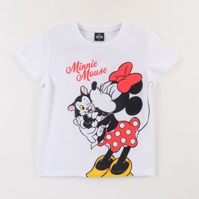 Polera Manga Corta Niña Blanco Minnie Kiss Disney