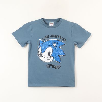 Imagen 1 del producto Polera Manga Corta Niño Lentejuelas Speed Azul Sonic