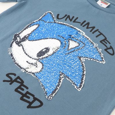 Imagen 2 del producto Polera Manga Corta Niño Lentejuelas Speed Azul Sonic