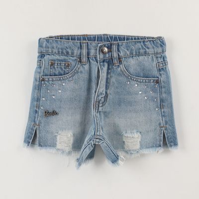 Short Niña Azul Denim Roto Barbie