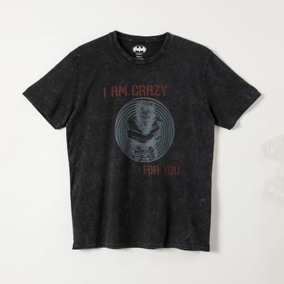 Polera Manga Corta Hombre I am crazy Gris DC Comics