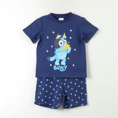 Pijama Manga Corta Niño Azul Estrellas Bluey