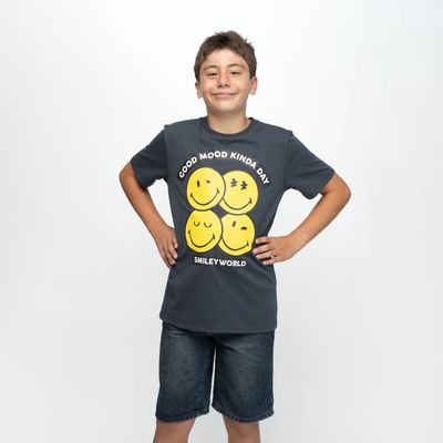 Polera Niño Good Mood Kinda Day Gris SmileyWorld ®
