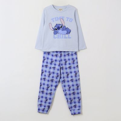 Pijama Manga Larga Niña Time To Chill Stitch Celeste Disney
