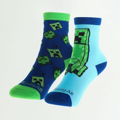 Bipack Calcetines Niño Creeper Zombie Y Pato Celeste Minecraft