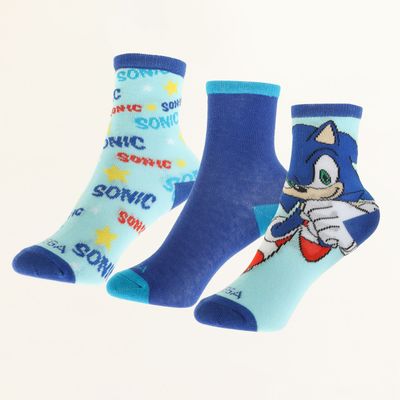 Tripack Calcetines Niño Azul Full Print Sonic