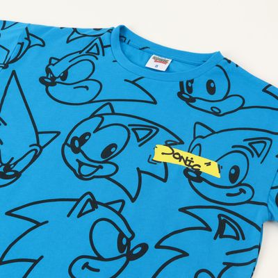 Imagen 2 del producto Polera Manga Corta Niño Full Print Faces Azul Sonic