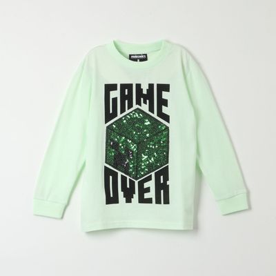 Polera Manga Larga Niño Game Over Verde Minecraft