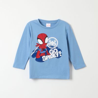 Polera Manga Larga Niño Spidey Go! Celeste Marvel