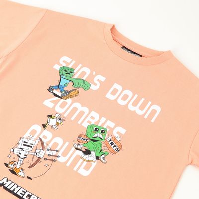 Imagen 2 del producto Polera Manga Corta Niño Sun's Down Rosado Minecraft