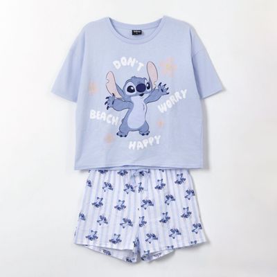 Imagen 1 del producto Pijama Manga Corta Mujer Celeste Flores Lilo & Stitch Disney