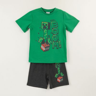 Pijama Manga Corta Niño Verde TNT Minecraft