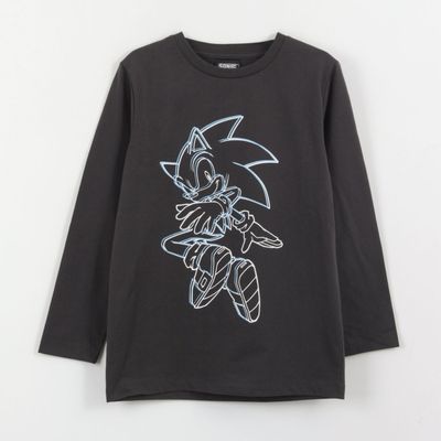 Polera Manga Larga Niño Diseño Lineal Gris Sonic