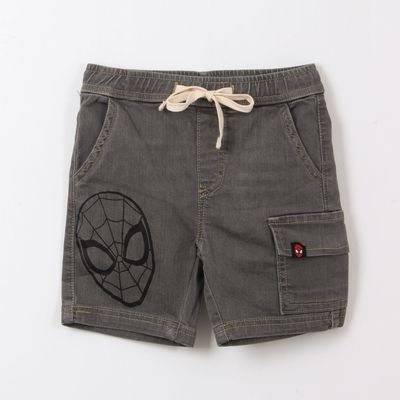 Short Niño Gris Cargo Denim Spiderman Marvel