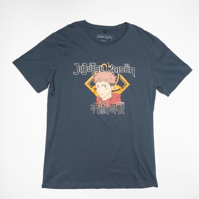 Polera Hombre Jujutsu Kaisen Logo Azul Marino