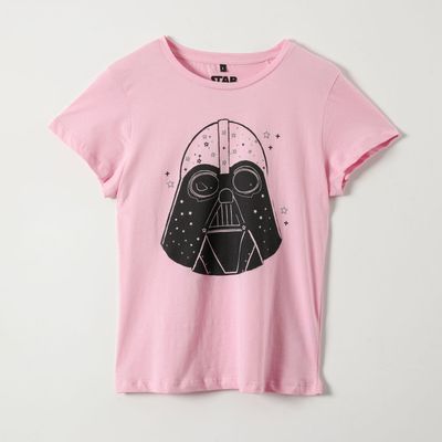Polera Manga Corta Mujer Darth Vader Rosado Star Wars