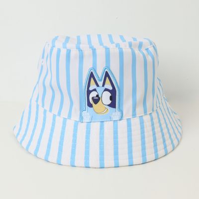 Gorro Bucket Niña Rayas Celeste Bluey