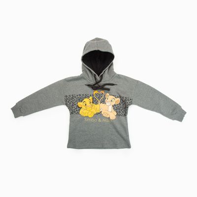 Poleron Niña Rey León Cola Corazon Gris Disney