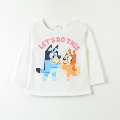 Polera Manga Larga Niña Lets Do This! Blanco Bingo Y Bluey
