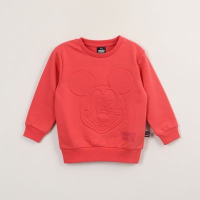 Poleron Cerrado Niño Mickey Relieve Emboss Rojo Disney
