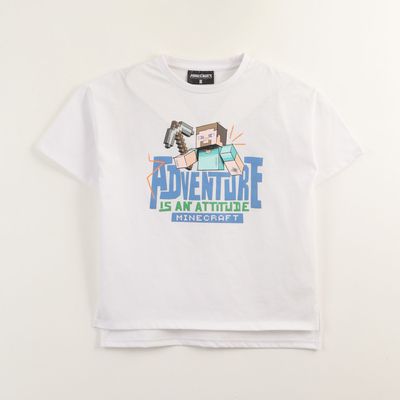 Polera Manga Corta Niño Adventure Blanco Minecraft