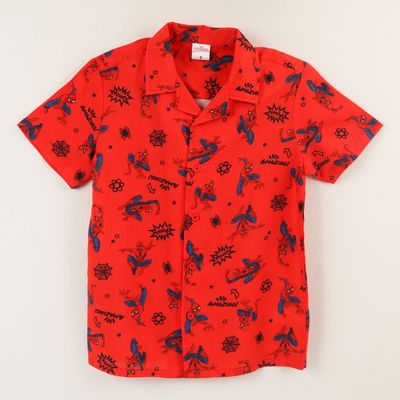 Guayabera Niño Rojo Full Print Spiderman Marvel