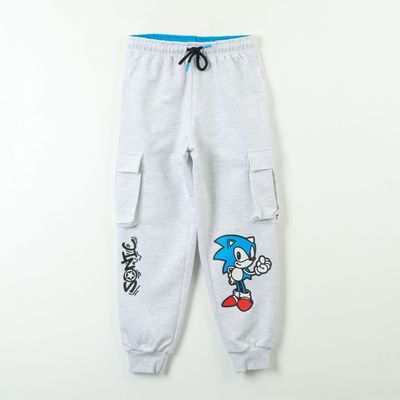 Pantalon Cargo De Buzo Niño Grafiti Gris Sonic