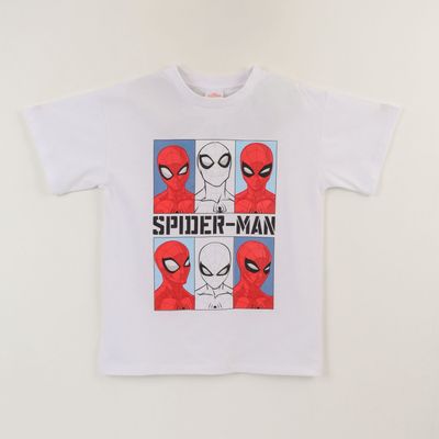 Polera Manga Corta Niño Blanco Spiderman Face Marvel