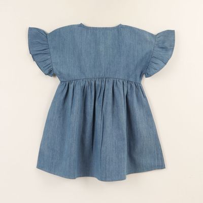 Imagen 2 del producto Vestido Manga Vuelos Niña Denim Azul Botones Minnie Disney