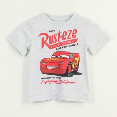 Polera Manga Corta Niño Gris Rayo McQueen Cars