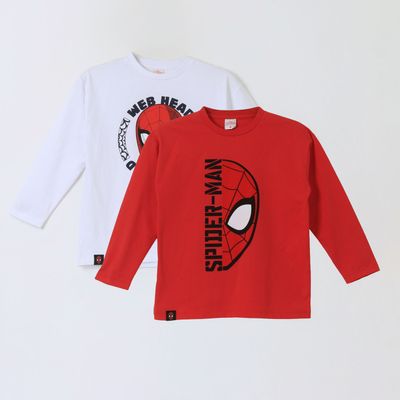 Bipack Polera Manga Larga Niño Spiderman Rojo Marvel