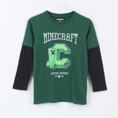 Imagen 1 del producto Polera Doble Manga Niño Creeper Verde Minecraft
