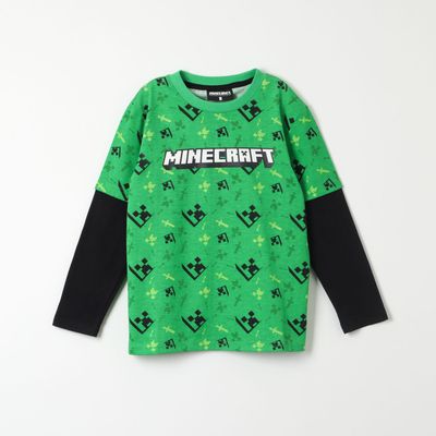 Polera Manga Larga Niño Creepers Faces Verde Minecraft