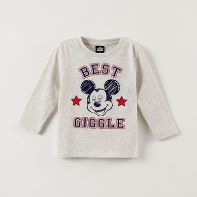 Polera Manga Larga Niño Mickey Best Giggle Gris Disney