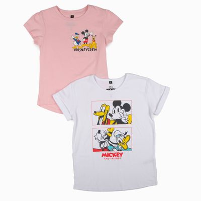 Pack Poleras Niña Mickey y sus Amigos Rosado Disney