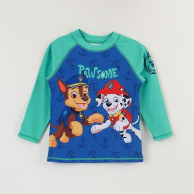 Polera UV Manga Corta Niño Azul Chase & Marshall Paw Patrol