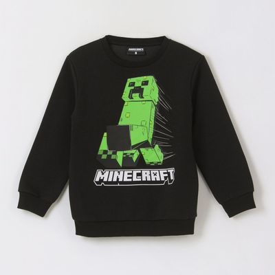 Polerón Cerrado Niño Creeper Run Negro Minecraft