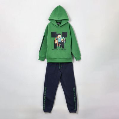 Conjunto Buzo Niño Verde Build Create Explore Minecraft