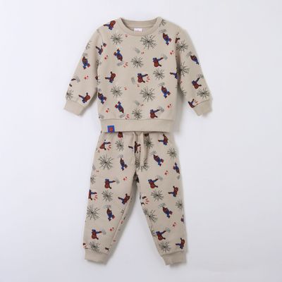 Conjunto Buzo Niño Full Print Spiderman Beige Marvel