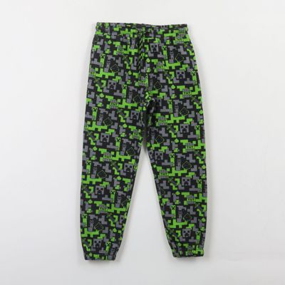 Pantalón de Buzo Niño Full Print Negro Minecraft