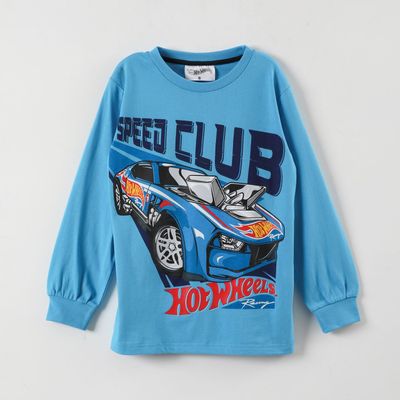Polera Manga Larga Niño Speed Club Azul Hot Wheels