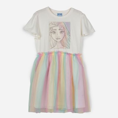 Vestido Niña Elsa Frozen Blanco Disney