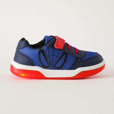 Zapatilla Con Luces Niño Monocromatico Spiderman Azul Marvel