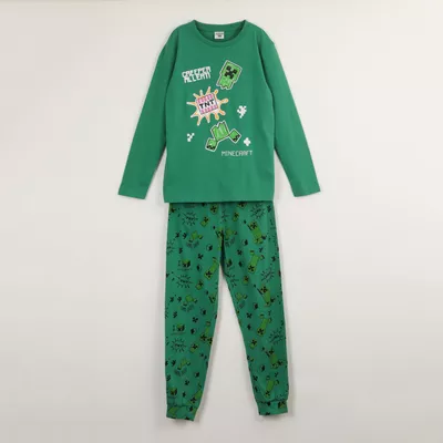 Conjunto Pijama Niño Creeper Alert Verde Minecraft