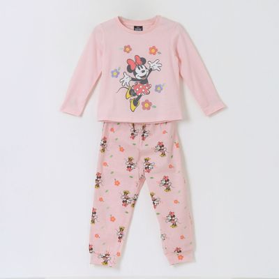 Pijama Manga Larga Niña Minnie Flores Rosado Disney