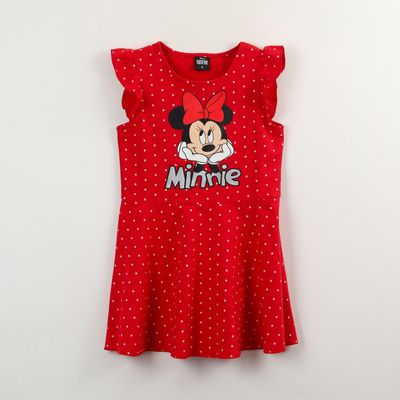 Vestido Niña Rojo Puntos Minnie Disney