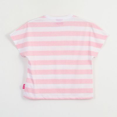 Imagen 2 del producto Polera Manga Corta Niña Blanco Rayas Estampado Barbie