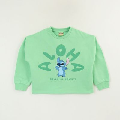 Poleron Cerrado Niña Verde Aloha Lilo & Stitch Disney