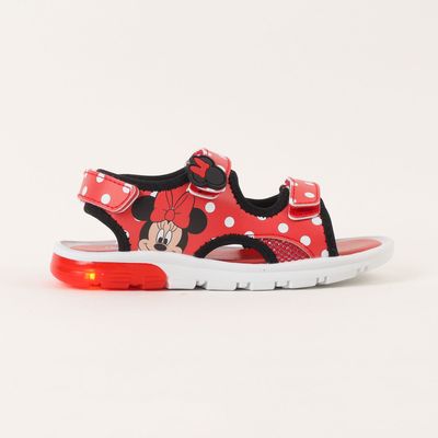 Sandalia Con Luces Niña Rojo Lunares Blancos Minnie Disney
